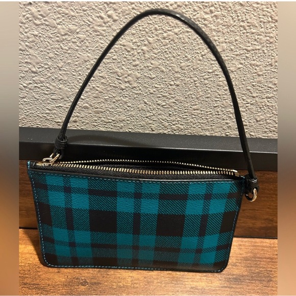 ❤️ Coach Teal and Black Checkered Wristlet - Picture 4 of 8